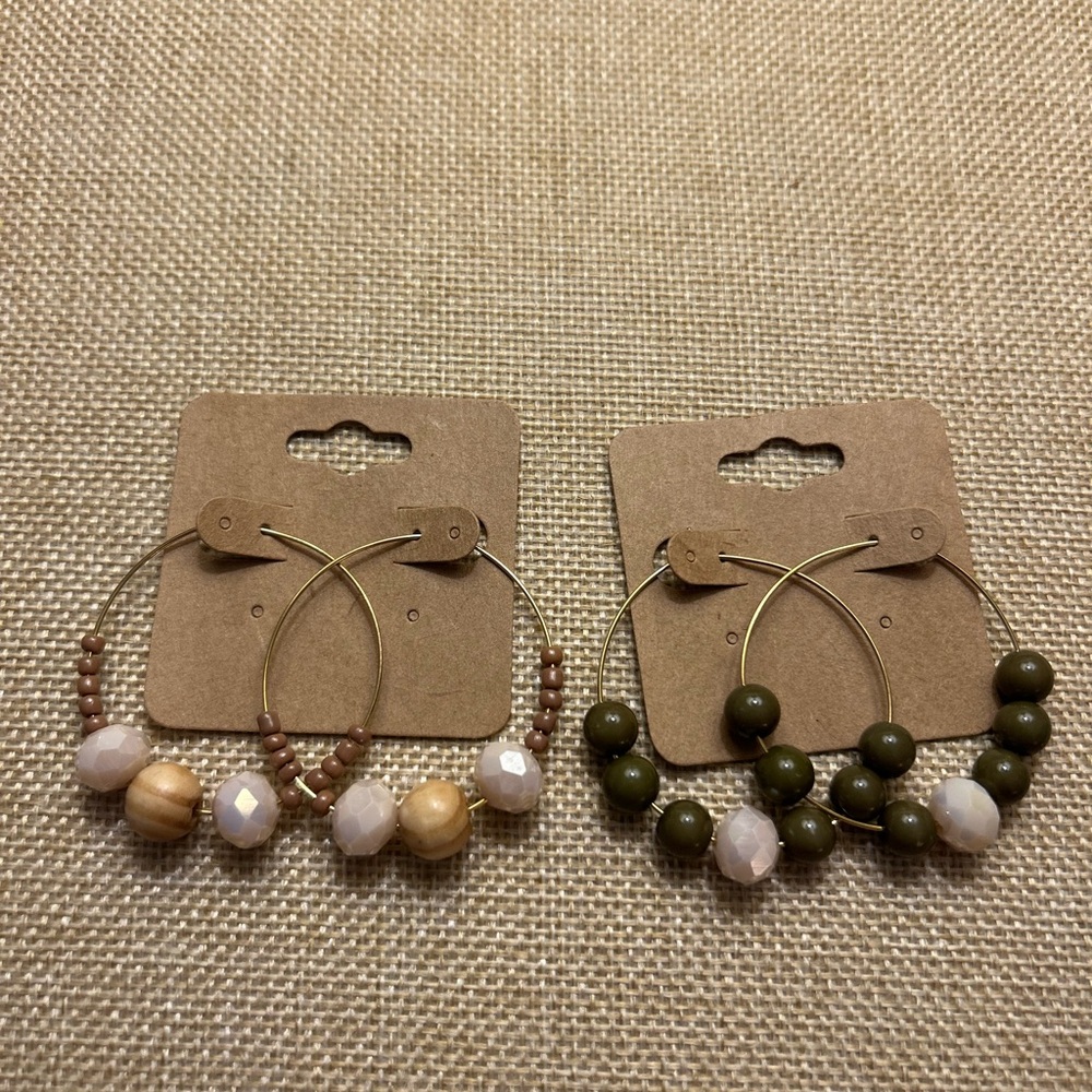 Elegant Beaded Hoop Earrings Set